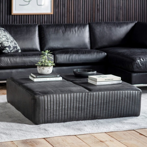 Slab Leather Footstool
