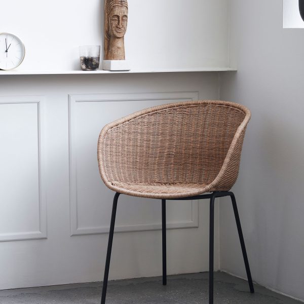 Natural Scandinavian Rattan Armchair