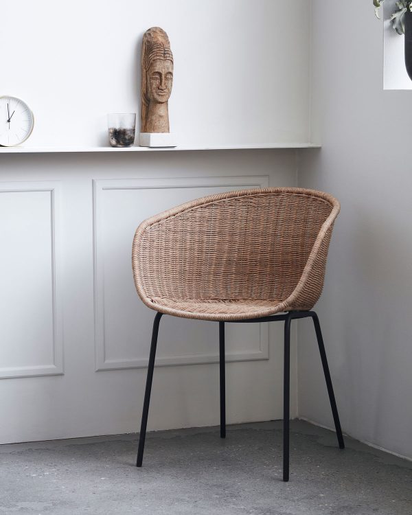 Natural Scandinavian Rattan Armchair